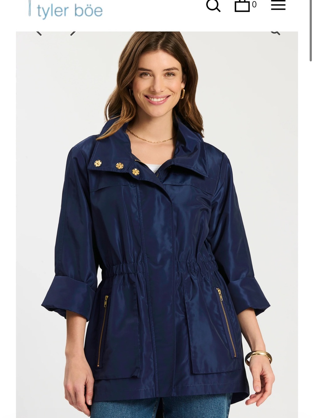 Tyler Boe Navy Packable Utility Jacket with Gold Hardware
